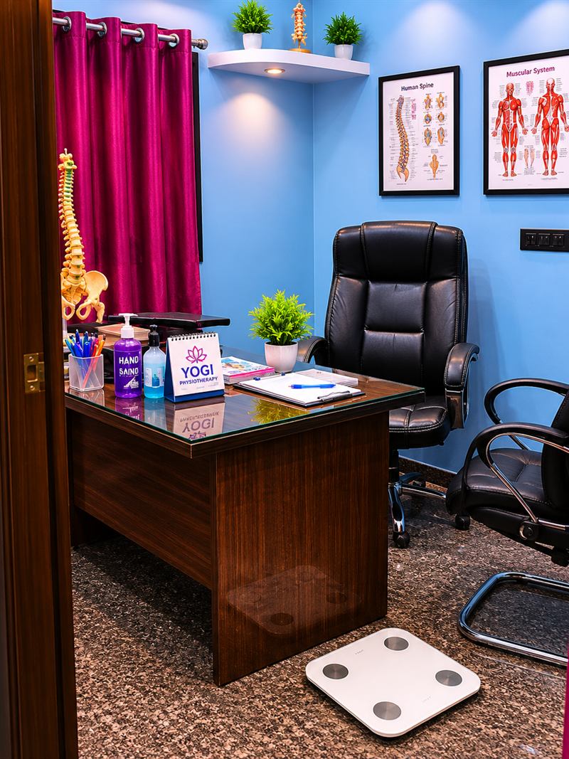 Yogi Physiotherapy consultation room with doctor desk
