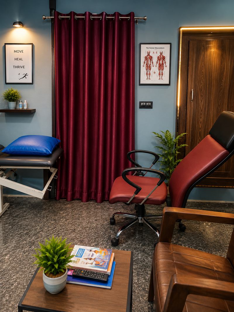 Comfortable waiting and therapy area inside Yogi Physiotherapy